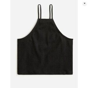 J.Crew Womens Vintage Rib Cropped Halter Tank Top Black Size Small